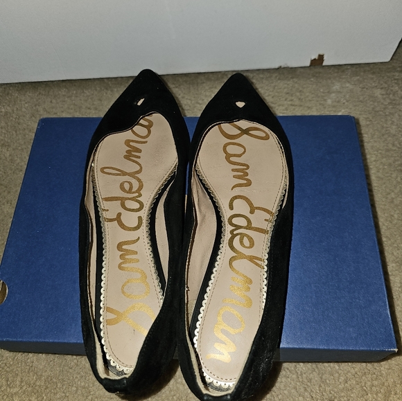 Sam edelman pointed suede black ballet flats 8.5 - Picture 1 of 3